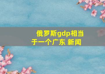 俄罗斯gdp相当于一个广东 新闻